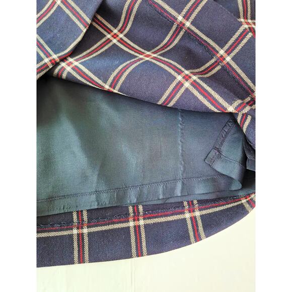 Brooks Brothers Tartan Plaid Wool Skirt Sz 10 Faux Wrap Blue Red Academia Preppy - Picture 7 of 10